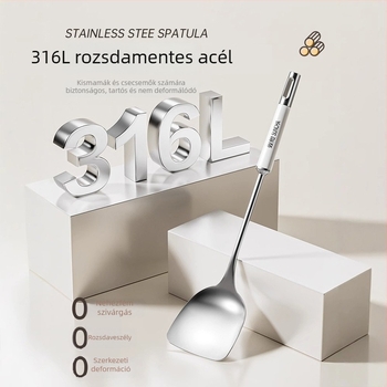 316L rozsdamentes acélból készült vastagított konyhai eszközök készlet: spatula, szűrőedény, leveskanál és serpenyőkanál