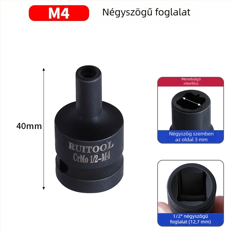 1/2 hüvelykes pneumatikus csavarbehajtó négyzetes foglalat belső négyzetes nyílással