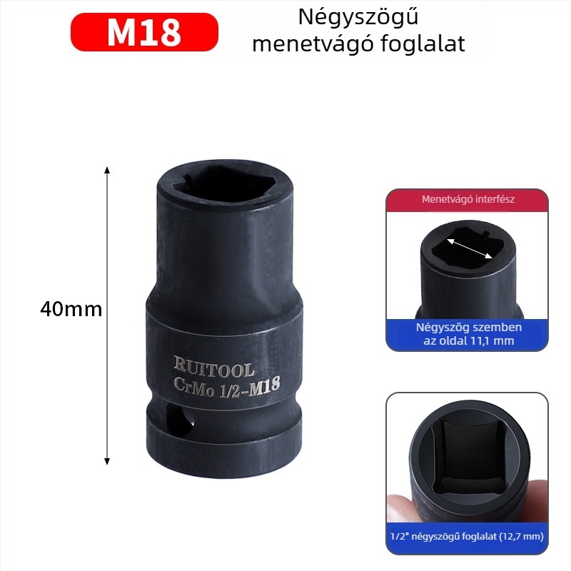1/2 hüvelykes pneumatikus csavarbehajtó négyzetes foglalat belső négyzetes nyílással