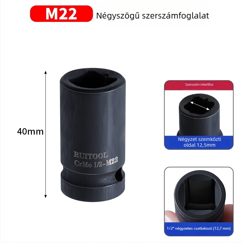 1/2 hüvelykes pneumatikus csavarbehajtó négyzetes foglalat belső négyzetes nyílással