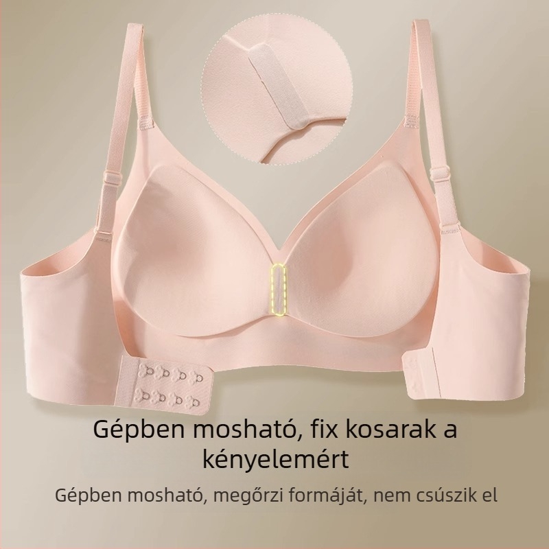 Női melltartó a felnyomás és összegzés érdekében, varrás nélküli, 3/4 kosaras, könnyű és vékony, fix kettős vállpántokkal, hátul négy sor kapoccsal