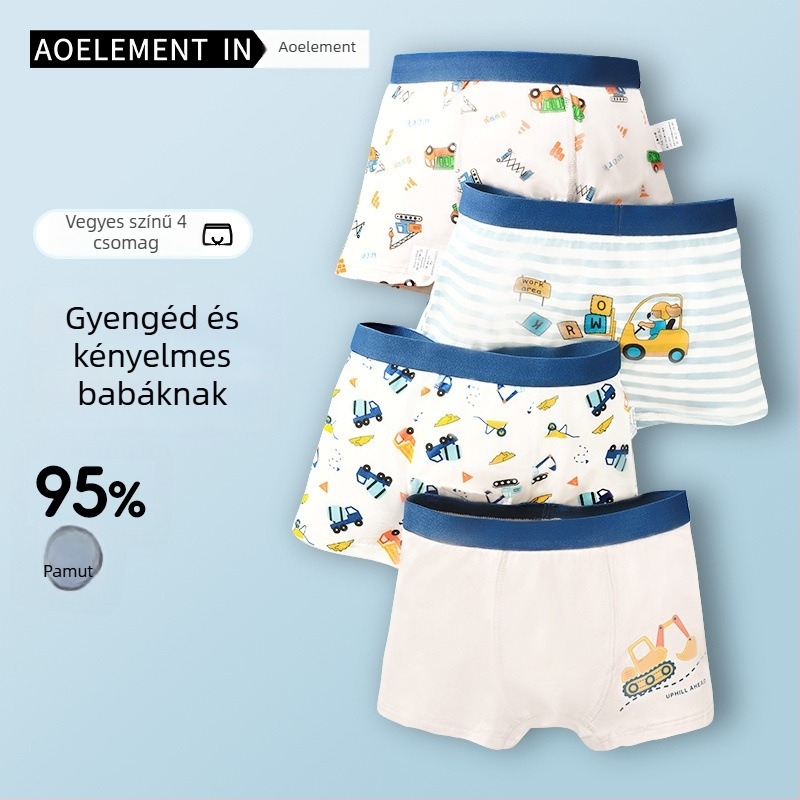 Gyerekeknek készült pamut antibakteriális boxer alsó, 95% pamut, kényelmes és légáteresztő, középmagas és nagyobb gyerekeknek, nem szorítja a feneket