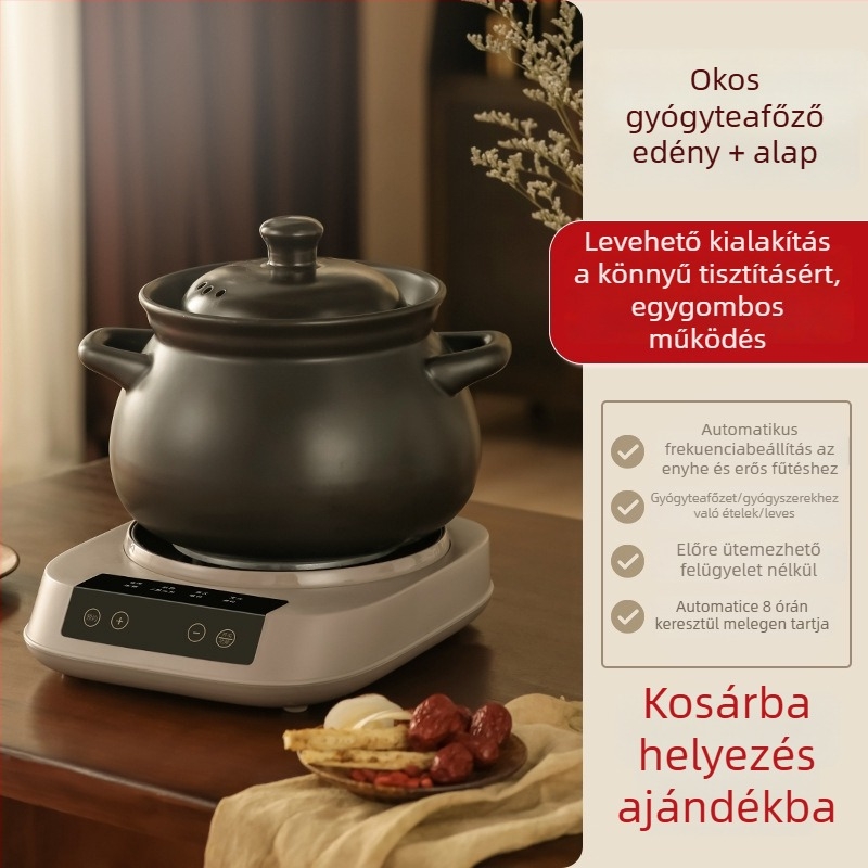 Személyre szabható automata kerámia decoctáló edény érintéses vezérléssel, hőszigetelt egészségre serkentő főzetekhez, 3–4 L