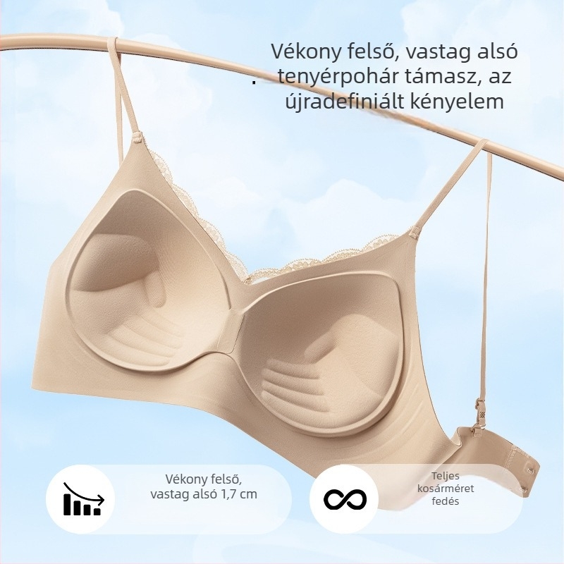 Őszi-téli melltartó kis mellekhez, vékony pántokkal, varrat nélküli, push-up hatású, merevítő nélküli
