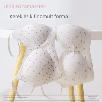 Pamutból készült, vezeték nélküli melltartó francia virágos dizájnnal, 3/4 kosár, oldalról formázó, kényelmes hátsó rész.