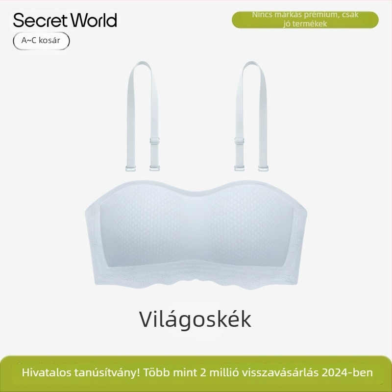 Varrásmentes női melltartó, vállpánt nélküli, egy darab kosár, kis mellhez, fényes vékony anyag, merevítő nélkül