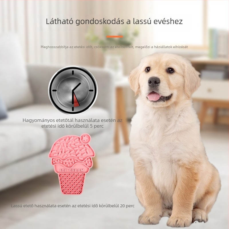 Szilikonból készült nyalópad, szívókoronggal, lassú etetésre és kutyatál