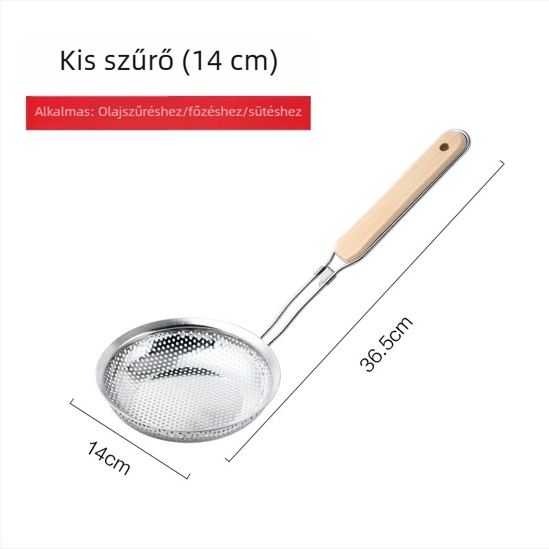 Nagy rozsdamentes acél szűrőkanál forró fazékhoz és sütéshez, vastag, mély szűrő