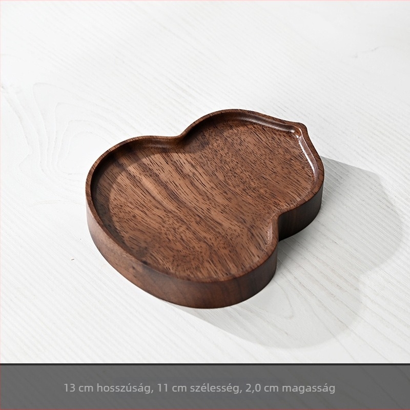 Fekete diófa teás tálca teáskannátartóval, kínai stílusú tömörfa teakészlet, hőszigetelő tálca, elegáns otthoni dekoráció