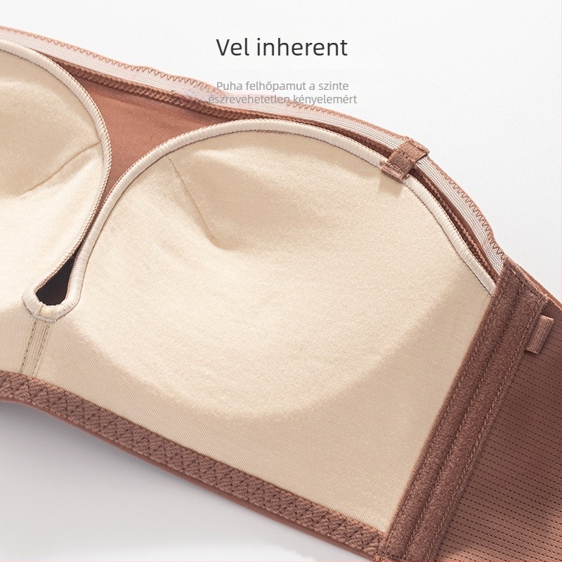 Pánt nélküli melltartó nylon külsővel és Mulberry selyem béléssel, csőtop stílus, push-up, varrat nélküli, csúszásmentes, 3/4 kosár