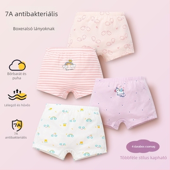 Lányoknak szánt boxeralsó, 95% pamut, A osztály, antibakteriális, 3–8 éveseknek, egész évben