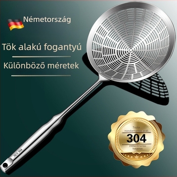 304 rozsdamentes acélból készült nagy méretű élelmiszer-minőségű szűrőkanál hosszú nyelekkel, nokedli és tészta számára