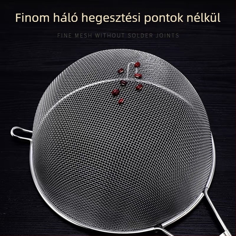 304 rozsdamentes acél olajszűrő háló fa fogantyúval, ultrafin szita sütéshez