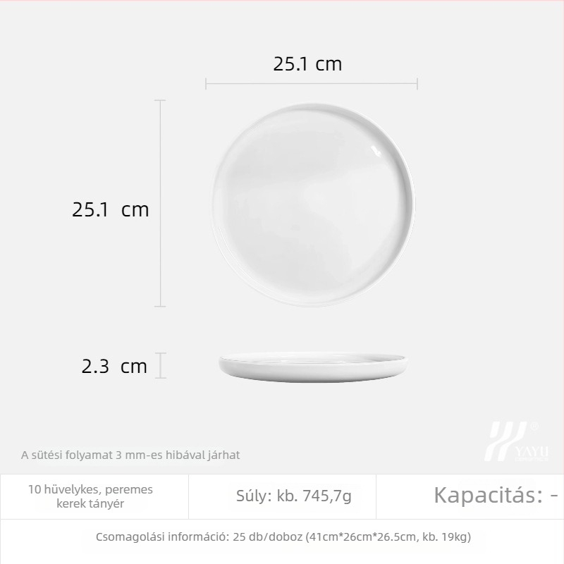 Fehér kerámia nyugati stílusú steakhez, magas hőmérsékletnek ellenálló porcelán, gyümölcs- és desszerttál, kör alakú, alacsony peremmel