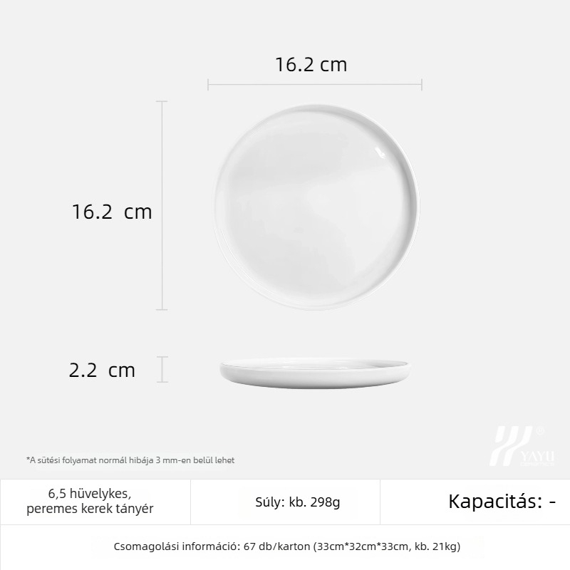 Fehér kerámia nyugati stílusú steakhez, magas hőmérsékletnek ellenálló porcelán, gyümölcs- és desszerttál, kör alakú, alacsony peremmel