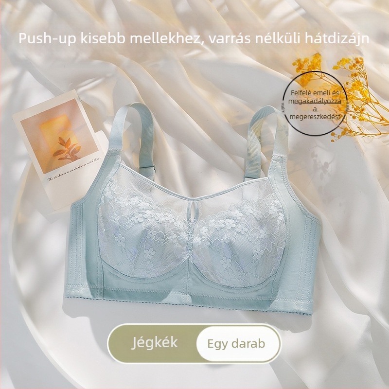 Szexi csipkés push-up melltartó nyuszi‑füles kosarakkal, bélés mulberry selyem, könnyű és varrás nélküli