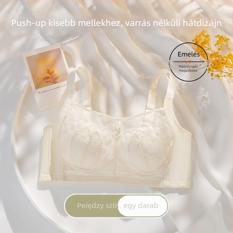 Szexi csipkés push-up melltartó nyuszi‑füles kosarakkal, bélés mulberry selyem, könnyű és varrás nélküli