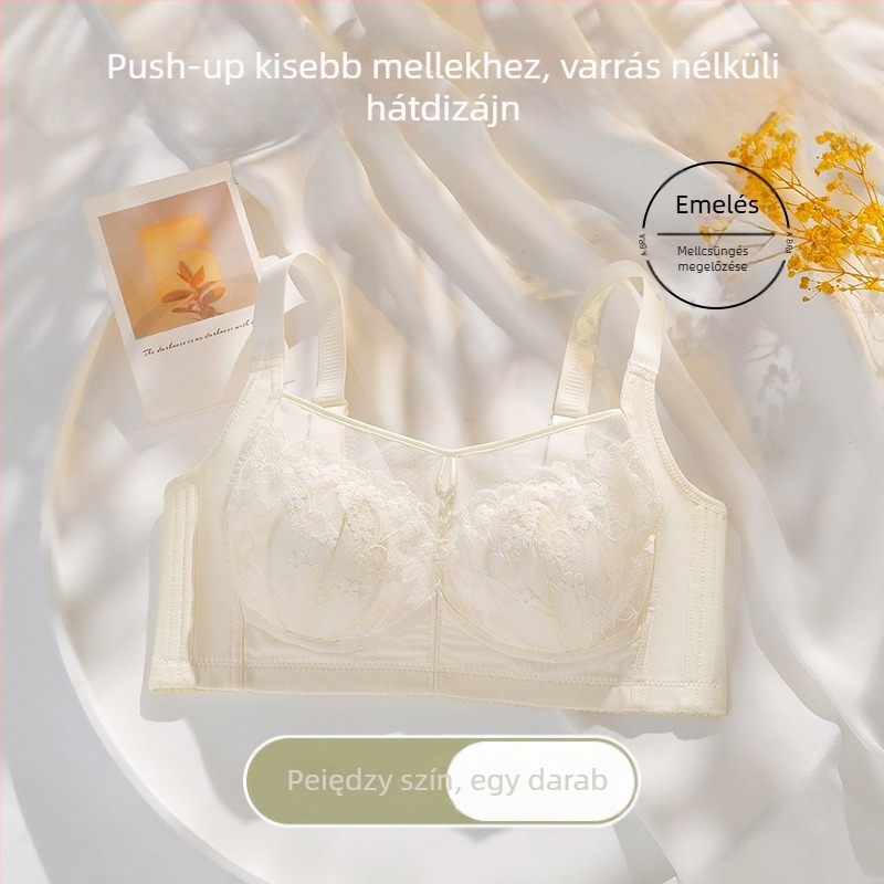 Szexi csipkés push-up melltartó nyuszi‑füles kosarakkal, bélés mulberry selyem, könnyű és varrás nélküli