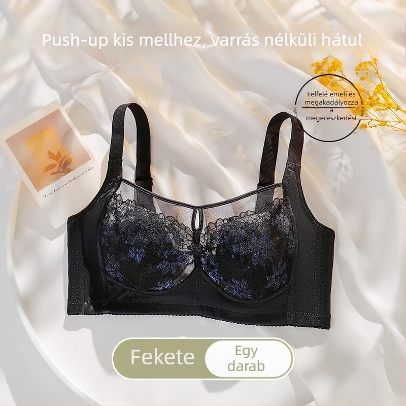 Szexi csipkés push-up melltartó nyuszi‑füles kosarakkal, bélés mulberry selyem, könnyű és varrás nélküli
