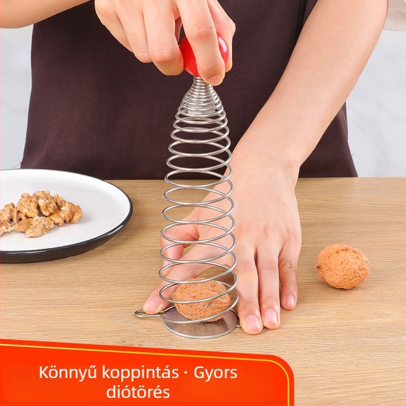 Rozsdamentes acélból készült rugós dióklip – héjnyitó eszköz diók feltörésére