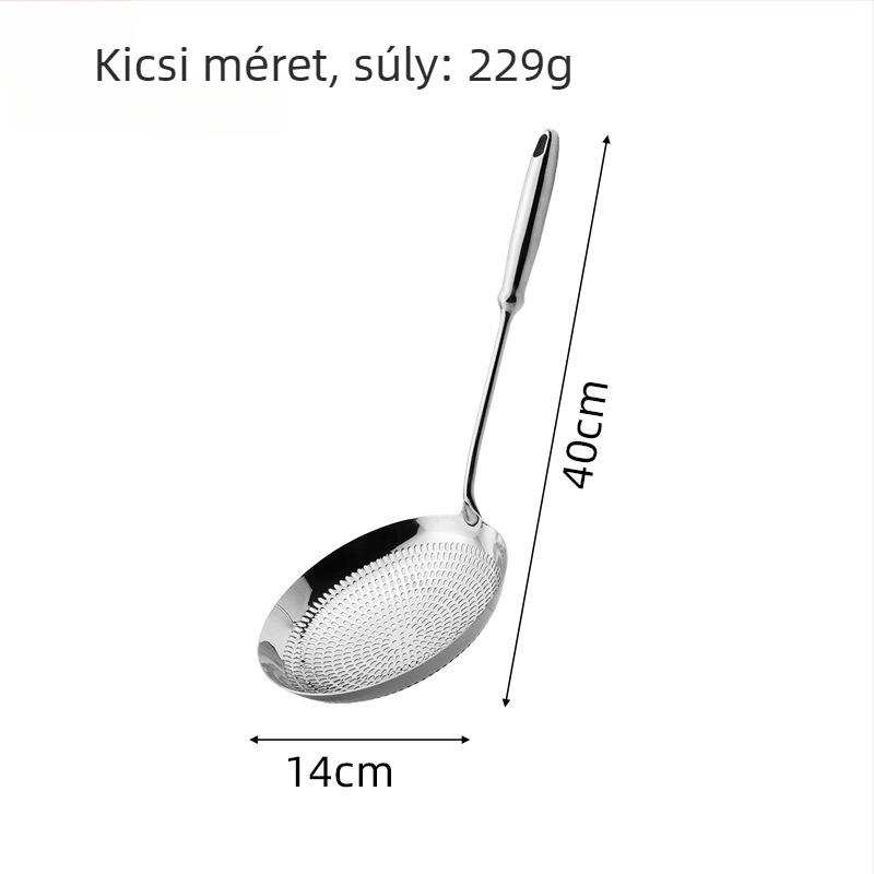 316L rozsdamentes acélból készült nagy méretű szűrőkanál tészta és gombócok számára, hálós szűrő forró fazékhoz és sütéshez