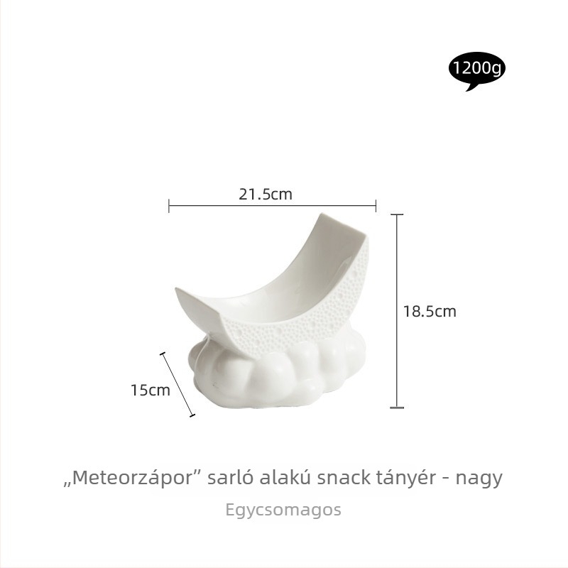Hold alakú kerámia szósztál, szabálytalan forma, modern minimalist stílus, mikrohullámú sütőben használható, alglazúros felülettel, átmérő 10 cm
