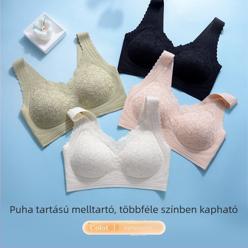 Mulberry selyem csipkés melltartó, gyengéd emelés, vezeték nélküli, oldalsó támasz, varrás nélküli, kényelmes.
