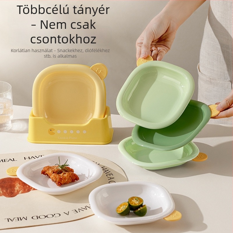 Többcélú rajzolt csontmotívumú nass-tál alappal, négyszögletes formájú, PP anyag