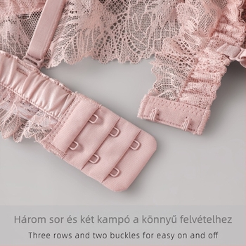 Francia romantikus selyem háromszögkosaras melltartó csipkés kereszt nyakú kivágással, drót nélküli