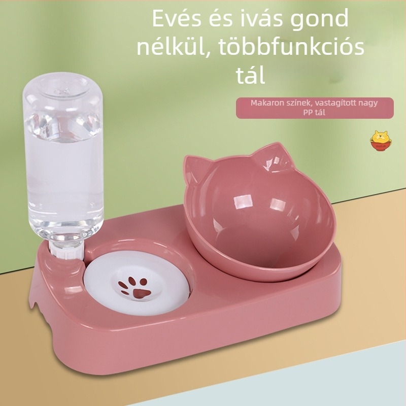 Műanyag etető tál macskáknak és kutyáknak automata etetéssel