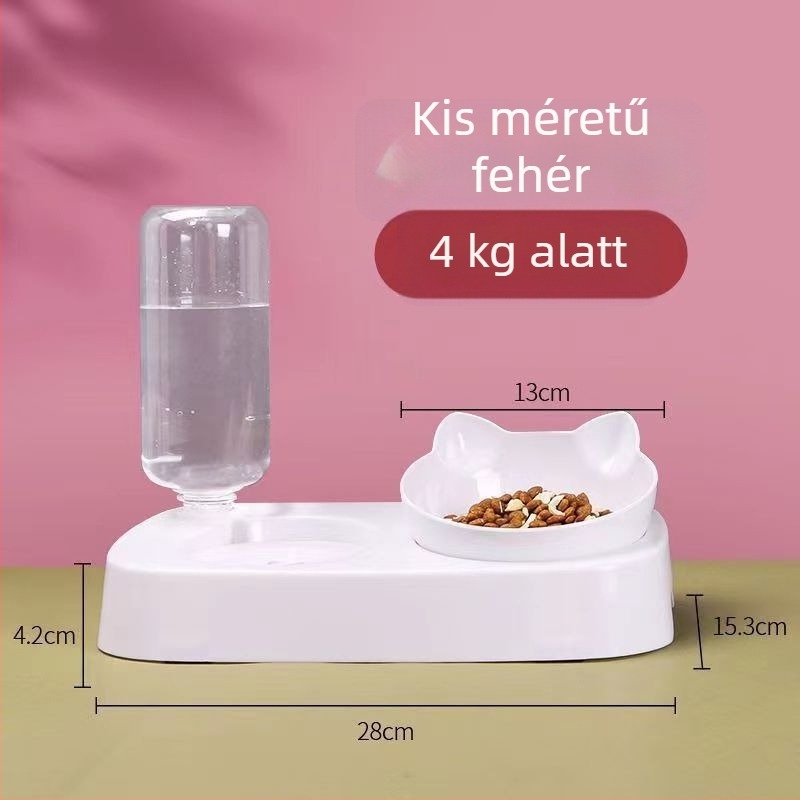 Műanyag etető tál macskáknak és kutyáknak automata etetéssel