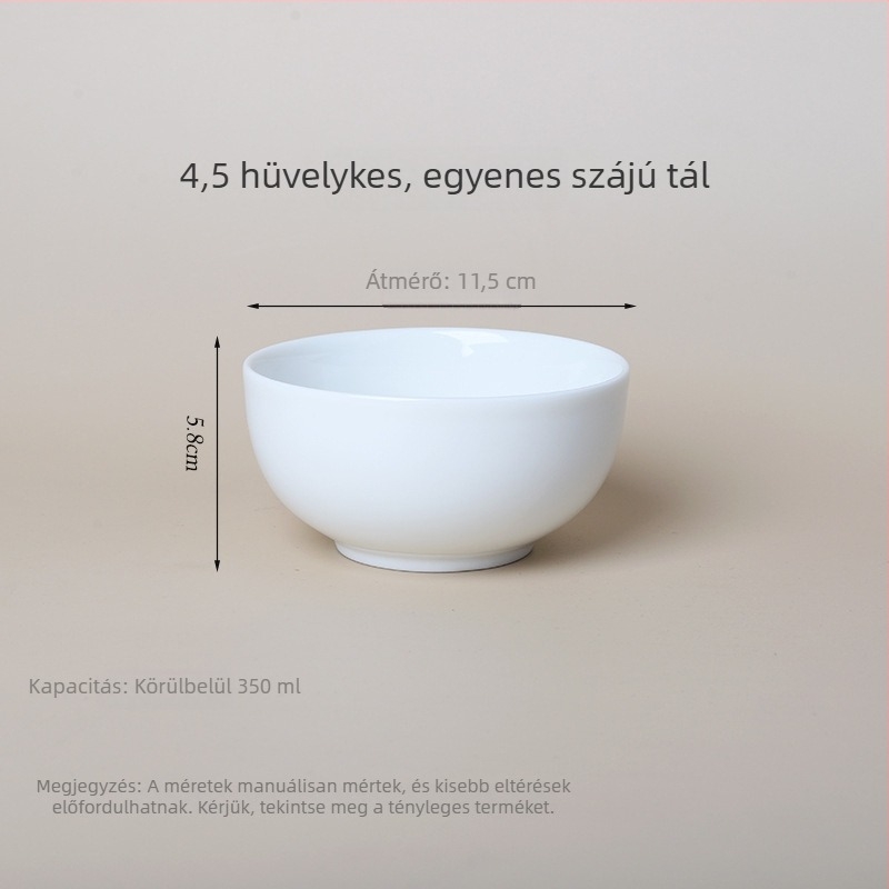 Fehér kerámia tál, nagy tál tészta- és leveséhez szállodákban és éttermekben, háztartási rizs tál, égési sérülés elleni egyenes peremű tál, egyedi logó