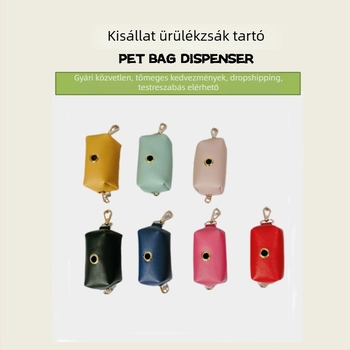 Hordozható PU bőrű kutyapiszok zacskó adagoló és tároló tasak