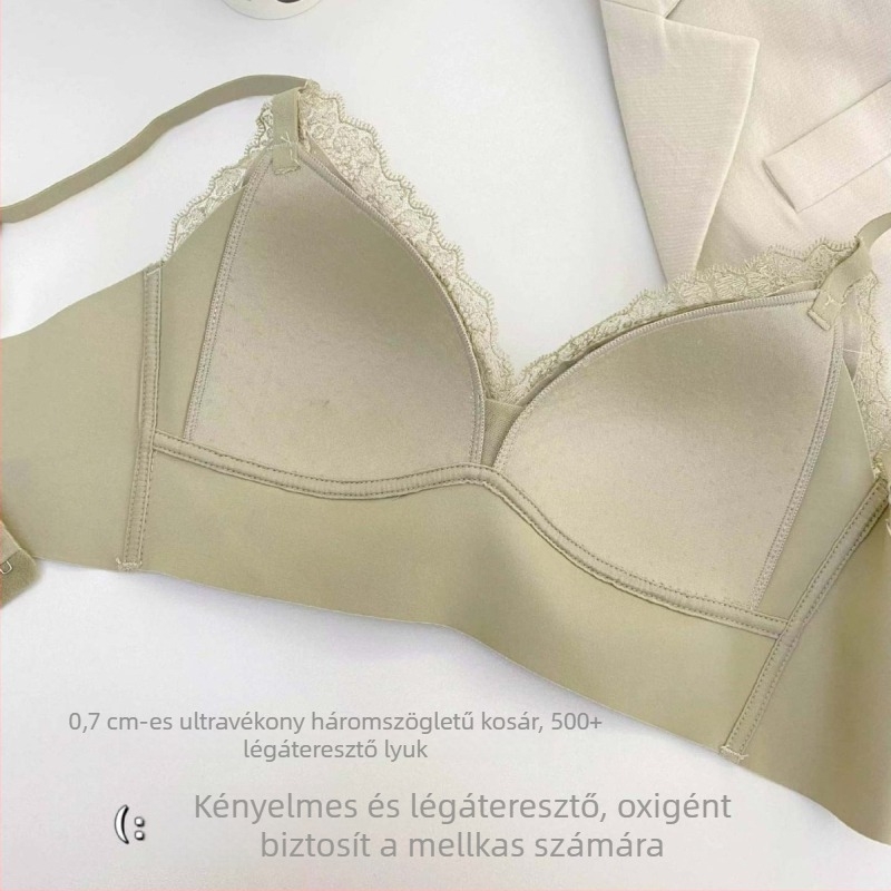 Bársonyból készült háromszög kosaras női melltartó, ultra vékony, vezeték nélküli, mély V-nyakú