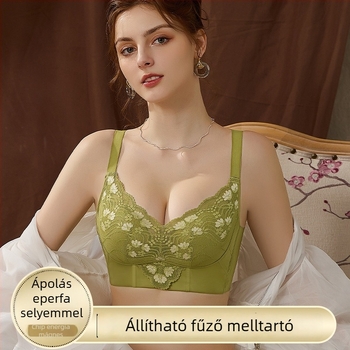 Csipkés alakító melltartó kismellűeknek, bélés Mulberry Silk, push-up, anti-sag, állítható pántok, teljes kosár, formázott kosár (felső vékony, alsó vastag), hátul négy kapcsoló