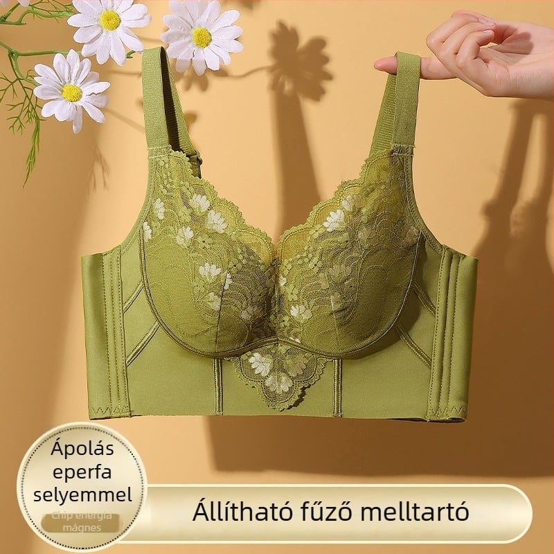 Csipkés alakító melltartó kismellűeknek, bélés Mulberry Silk, push-up, anti-sag, állítható pántok, teljes kosár, formázott kosár (felső vékony, alsó vastag), hátul négy kapcsoló