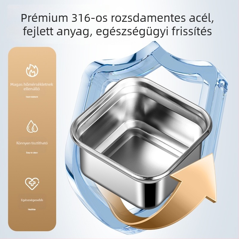 Rozsdamentes acél vákuumzáras tárolódoboz ebédhez, megerősített, nagy kapacitású, hűtőben tárolható, zárható