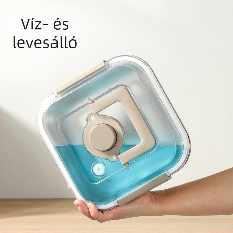 Rozsdamentes acél vákuumzáras tárolódoboz ebédhez, megerősített, nagy kapacitású, hűtőben tárolható, zárható