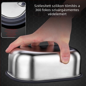 Zárt hőszigetelt ebédes doboz fedéllel, téglalap alakú, 304 rozsdamentes acélból, 800–1000 ml