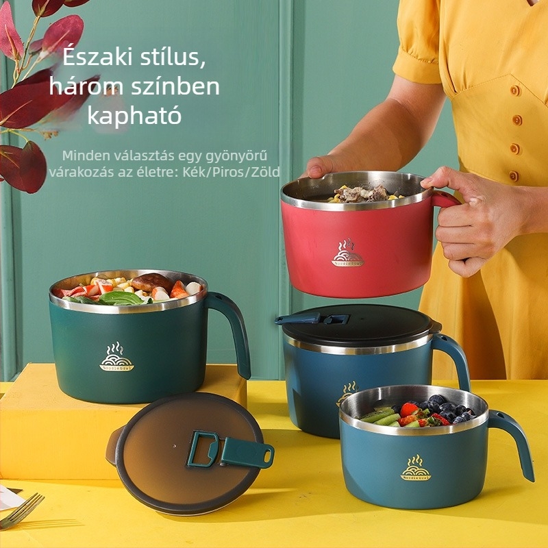Diákházhoz való 304-es rozsdamentes acél instant tészta tál fedővel