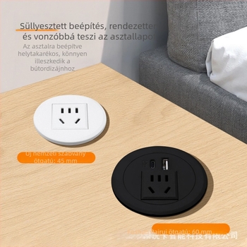 Parika Beépített kerek asztali aljzat USB-porttal