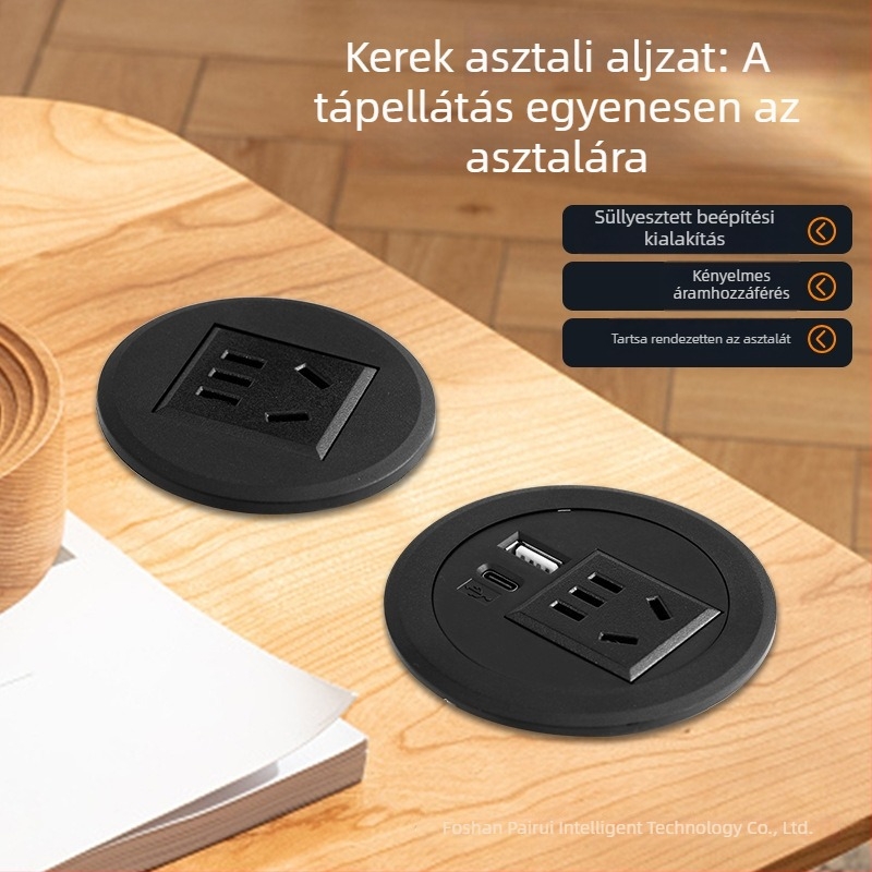 Parika Beépített kerek asztali aljzat USB-porttal