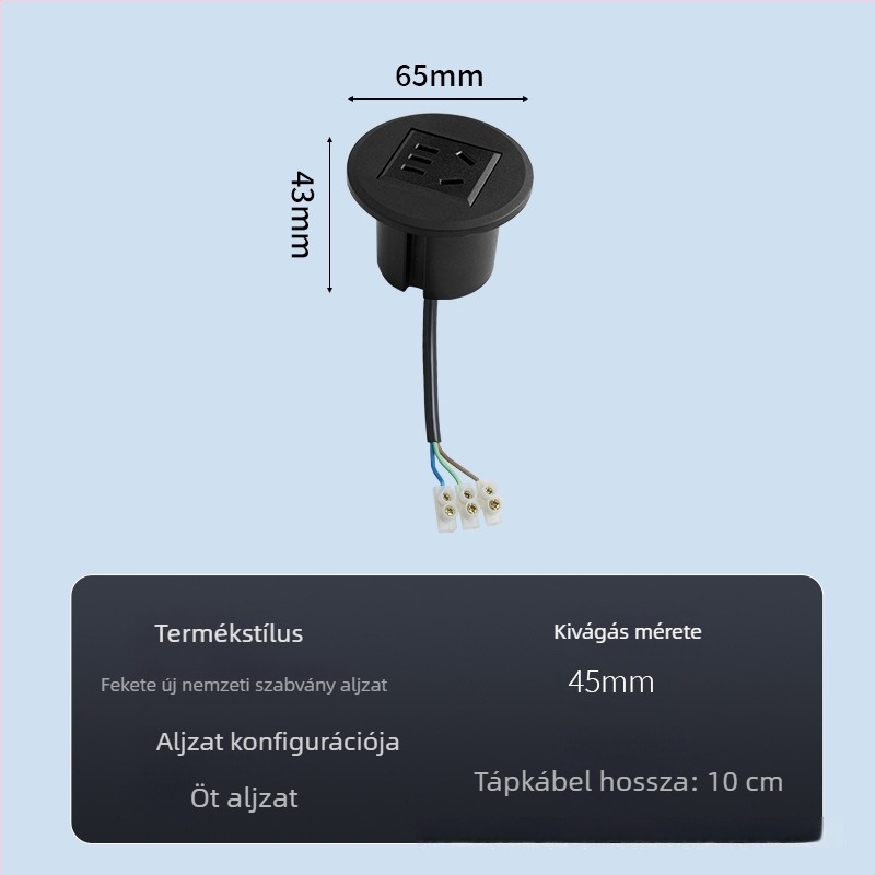 Parika Beépített kerek asztali aljzat USB-porttal