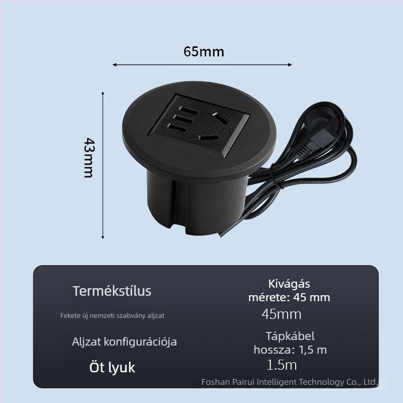 Parika Beépített kerek asztali aljzat USB-porttal