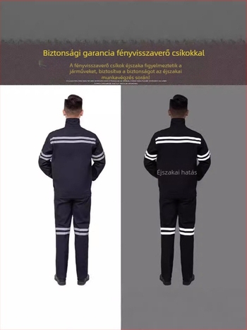 Szénbányászati föld alatti munkaruha készlet visszaverő csíkokkal, kopásálló és piszokálló, megerősített munkaruha.