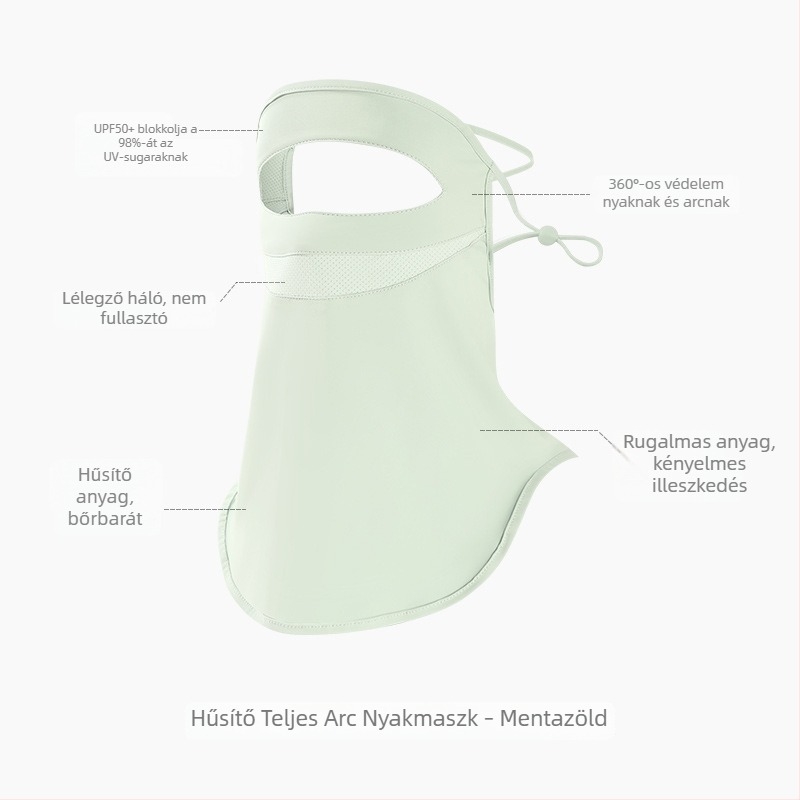 Uniszex teljes arcmaszk UV-védelmet nyújtó, arc- és nyakvédelmet egyben, lélegző Ice Silk anyaggal kültéri kerékpározáshoz