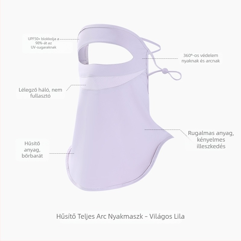 Uniszex teljes arcmaszk UV-védelmet nyújtó, arc- és nyakvédelmet egyben, lélegző Ice Silk anyaggal kültéri kerékpározáshoz