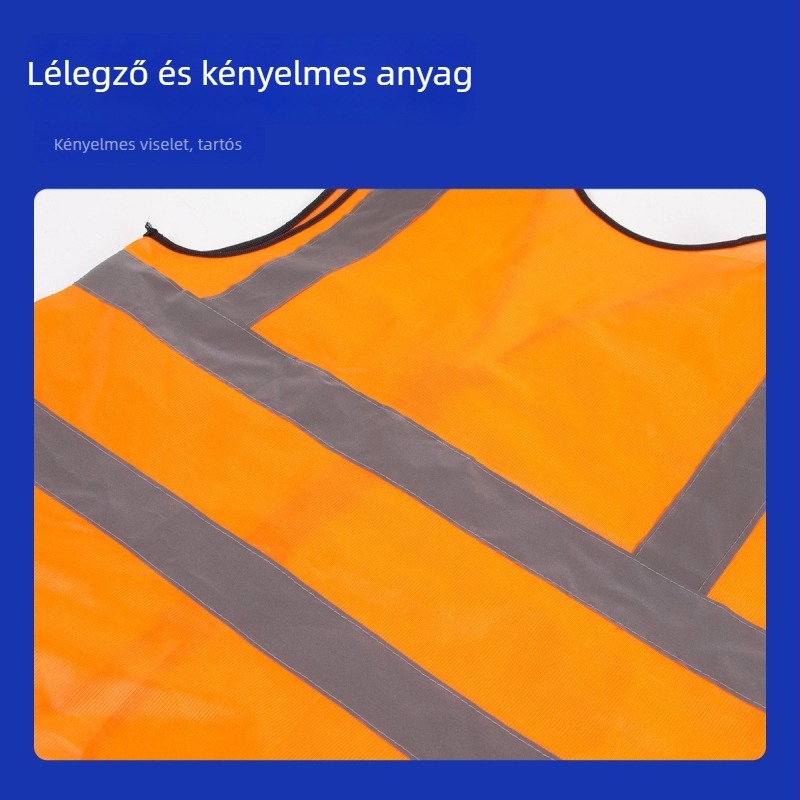 Fényvisszaverő mellény építkezéshez és közúti munkákhoz, cipzárral