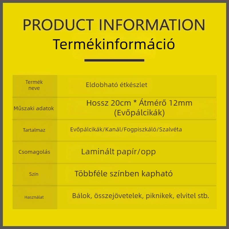 Fa egyszer használatos evőpálcikák éttermekbe, gyorsétterembe és elvitelhez; különálló kanál; 3-darabos készlet; 4-in-1 evőeszköz csomagolás; hordozható