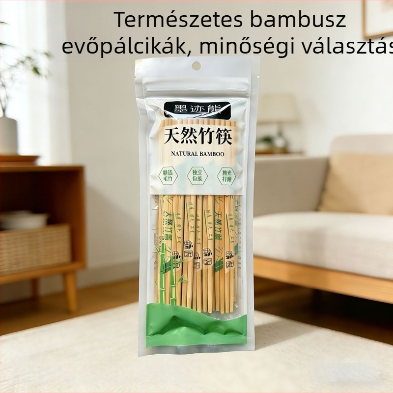 Ink Bear Egyszer használatos bambusz evőpálcikák, egyedi csomagolású, higiénikus, kör alakú, kiskereskedelmi láncok, kisboltok és kiszállítás számára